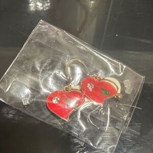 Heart-Shaped Red and Gold Earrings